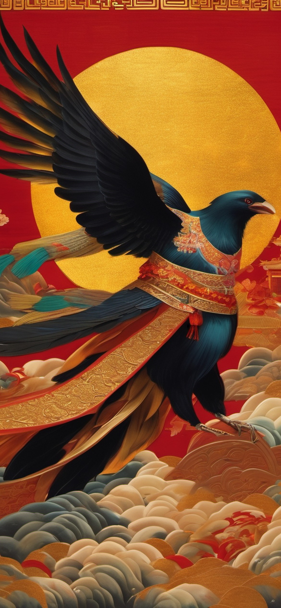 Three-Legged Golden Crow Wallpaper